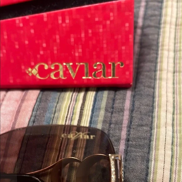 Caviar Gold and Brown Aviator Sunglasses with Metal Frame